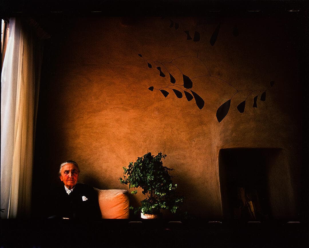 Georgia O'Keeffe with Calder Mobile Livingroom, Abiquiu, New Mexico
