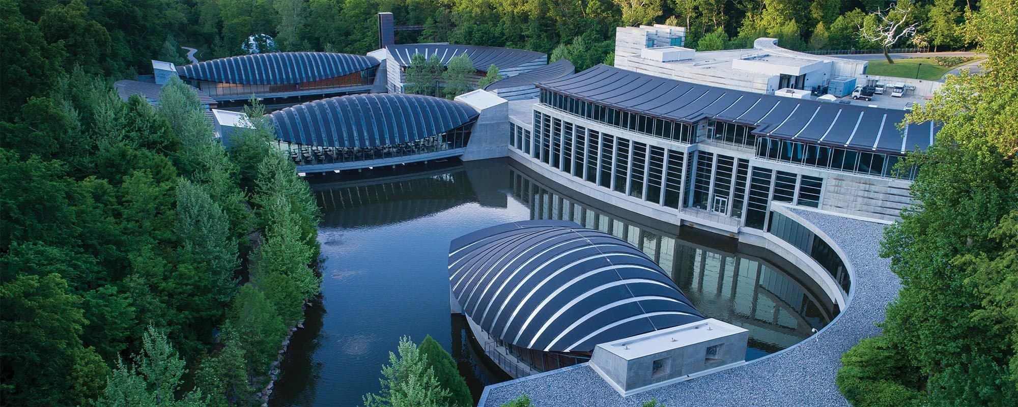 Aerial view of Crystal Bridges Museum of American Art