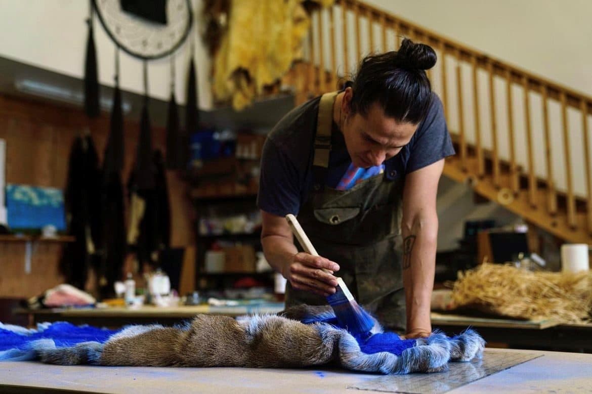 Blue Fur Painting in Workshop
