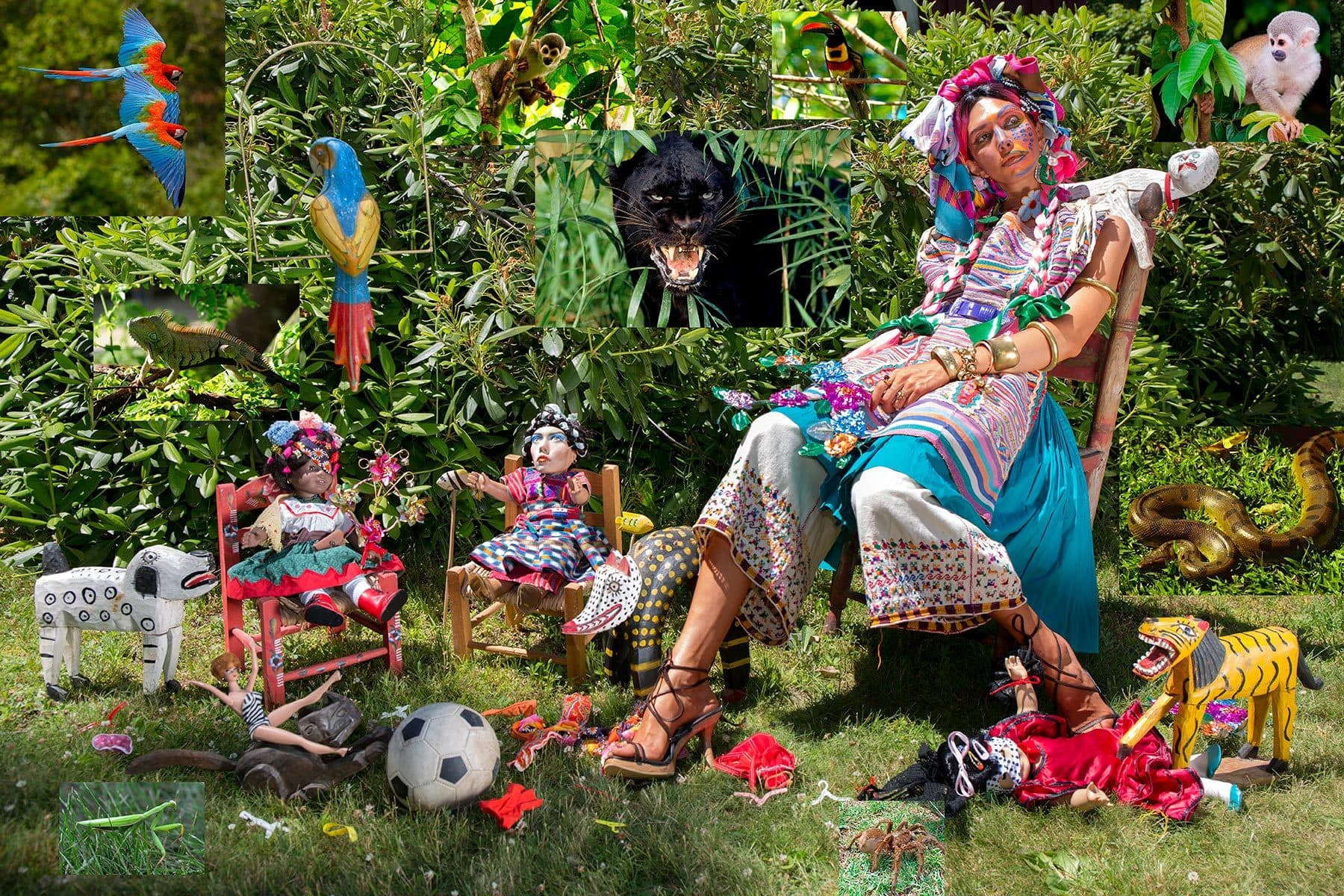 Martine Gutierrez, Queer Rage, Imagine Life-Size, and I’m Tyra, p66-67, from Indigenous Woman, 2018, printed 2020, chromogenic color print mounted on Sintra, 43 1/8 × 64 1/4 × 1 3/4 in. Crystal Bridges Museum of American Art, Bentonville, Arkansas, 2020.76.