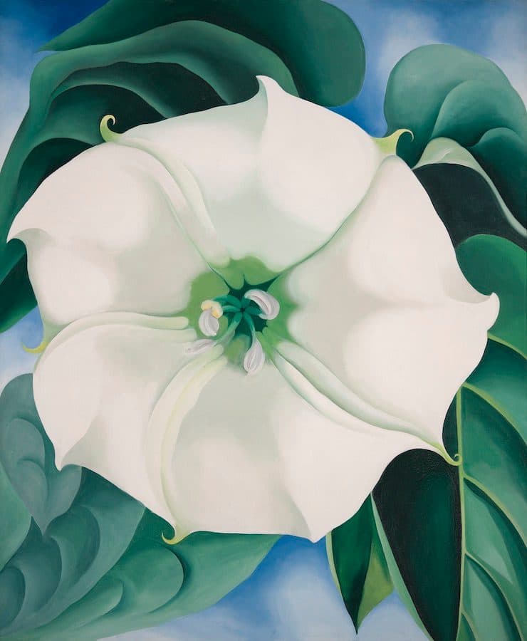 Georgia O’Keeffe, Jimson Weed/White Flower No. 1, 1932, oil on canvas, 48 × 40 in. (121.9 × 101.6 cm). Crystal Bridges Museum of American Art, Bentonville, Arkansas, 2014.35